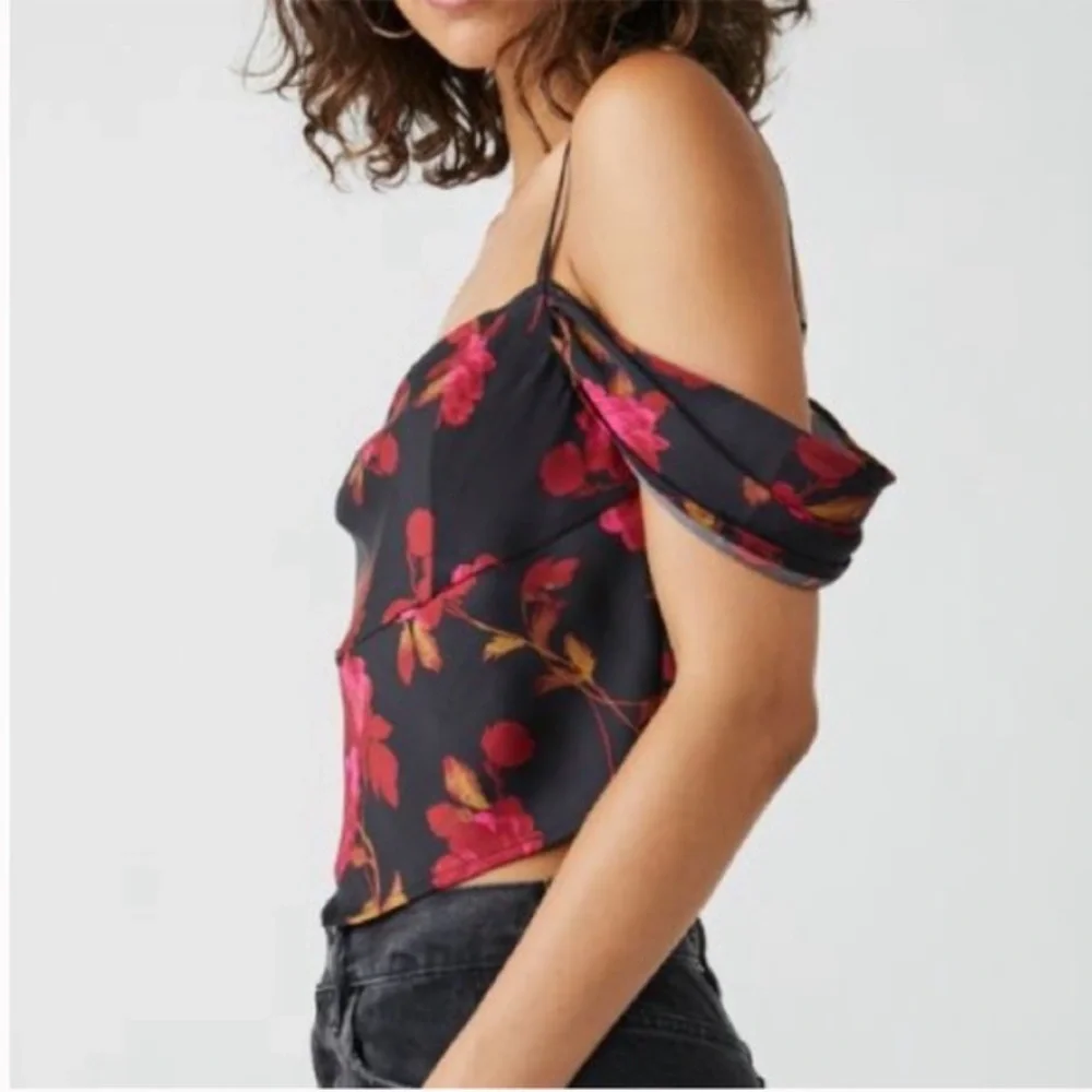 NWT Free People Cassandra Floral Red and Black Top Whimsigoth XS